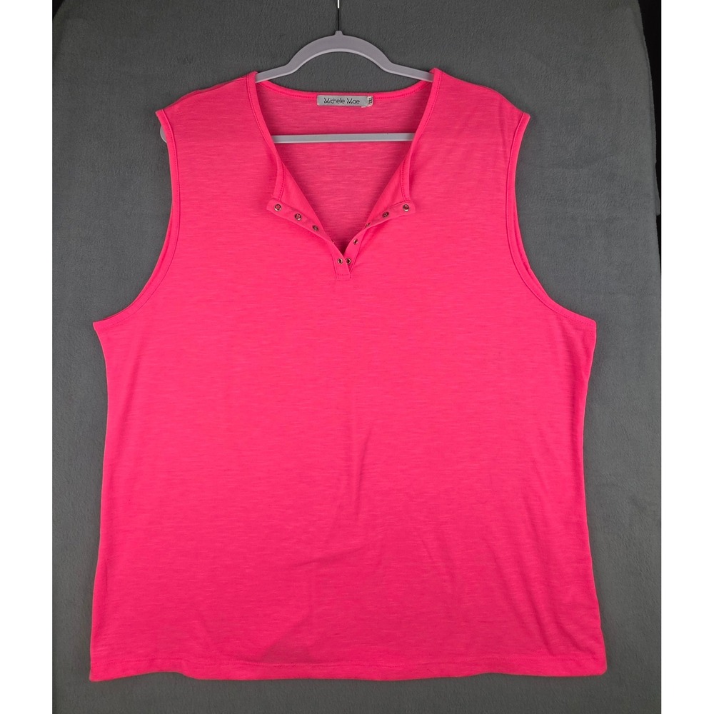 Work‎ Casual Sleeveless Tank Top Pink Womens 2XL Plus Size Michele Moe